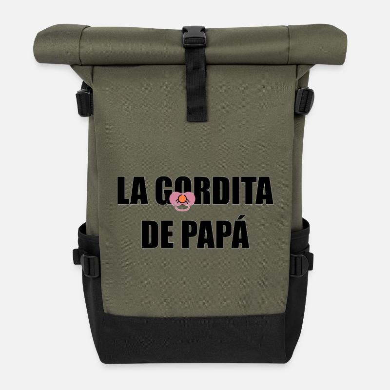 Papas Molliger in SCHWARZ - Rolltop Rucksack - Olive/Schwarz
