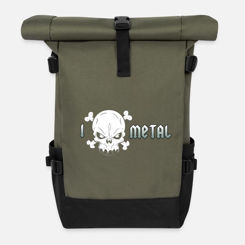 Crâne en métal extrême - Sac à dos roll top - olive/noir