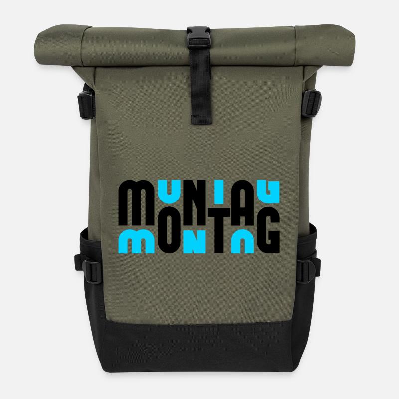 Lundi Noir/Cyan - Sac à dos roll top - olive/noir