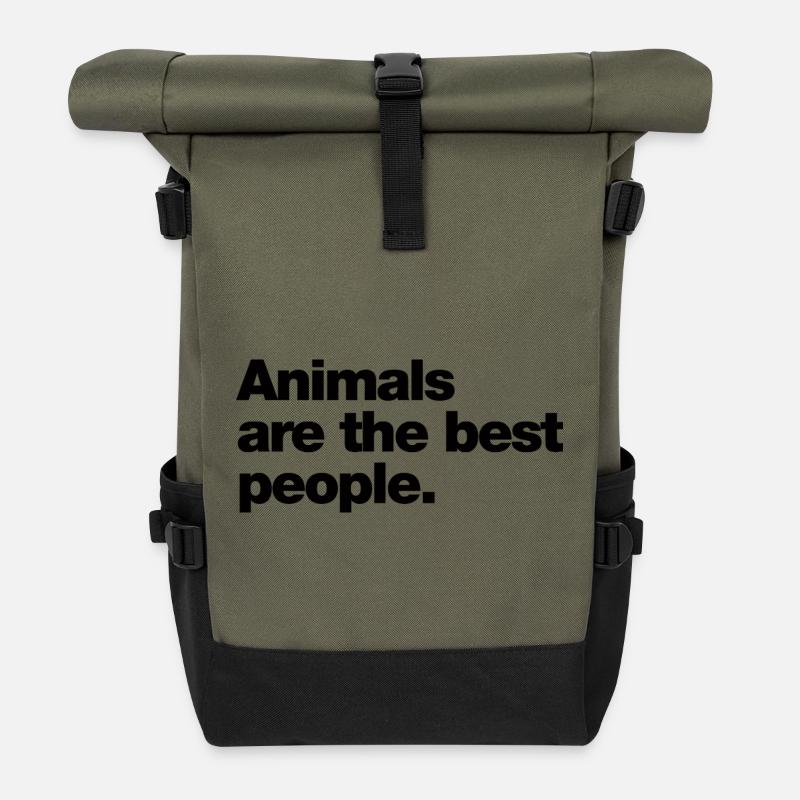 Tiere sind die besten Menschen - Rolltop Rucksack - Olive/Schwarz