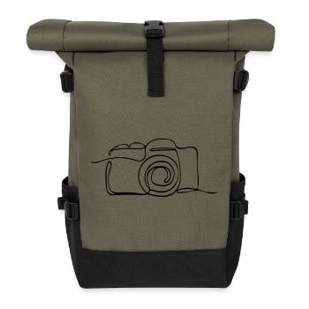 camera - Roll Top Backpack - olive/black - Front