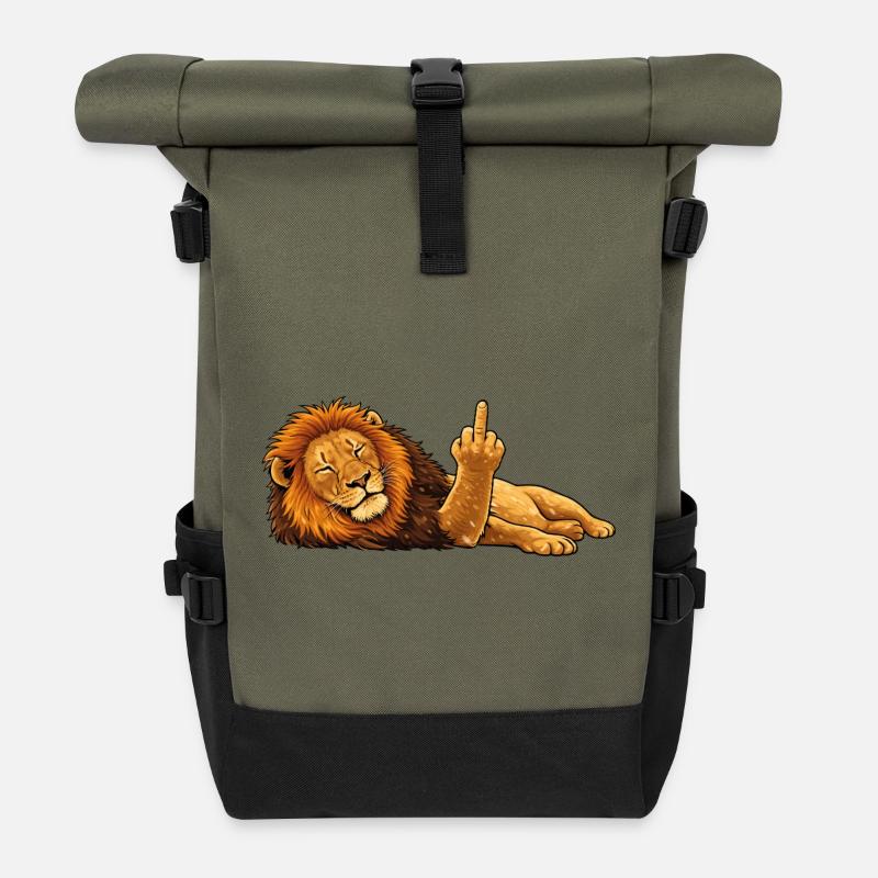 You can all like me Lion's life - Roll Top Backpack - olive/black