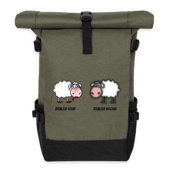 Sheep and Sheep | Pun - Roll Top Backpack - olive/black - Front
