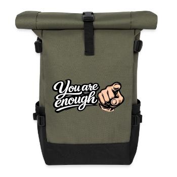You are enough – Motivation & Self-Love - Roll Top Backpack - olive/black - Front