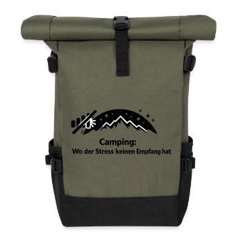 Bergsonne Minimalgrafik - Rolltop Rucksack - Olive/Schwarz - Vorne