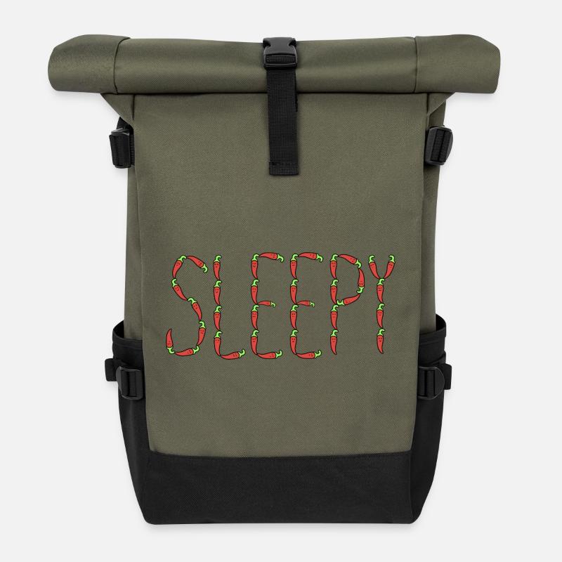 Chili peppers sleepy - Roll Top Backpack - olive/black
