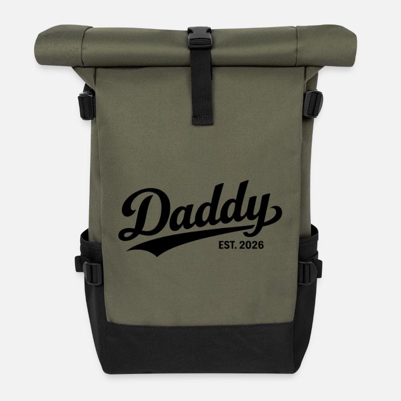 Daddy's 2026 Daddy-to-be New Father Gift - Roll Top Backpack - olive/black