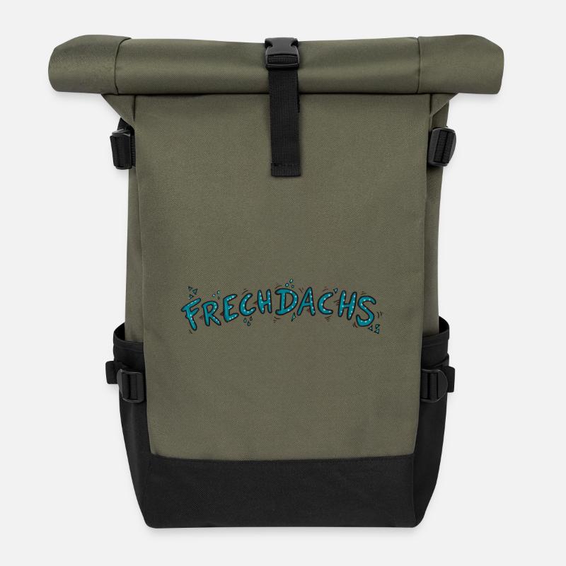Cheeky badger - Roll Top Backpack - olive/black