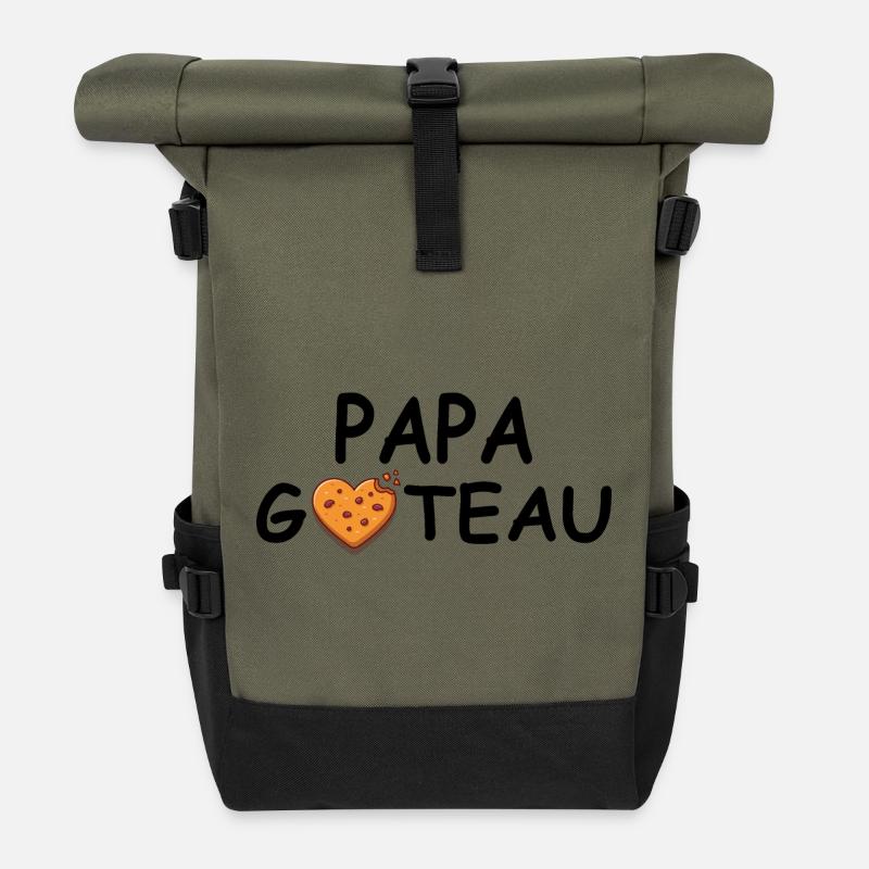 Papa Kuchen - Papa Geschenk Küche - Rolltop Rucksack - Olive/Schwarz