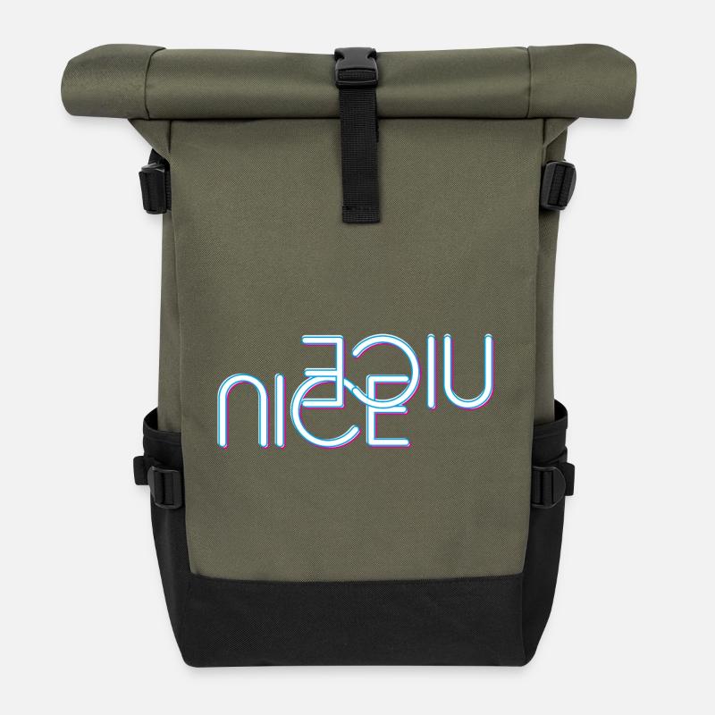 Beau lettrage - Sac à dos roll top - olive/noir