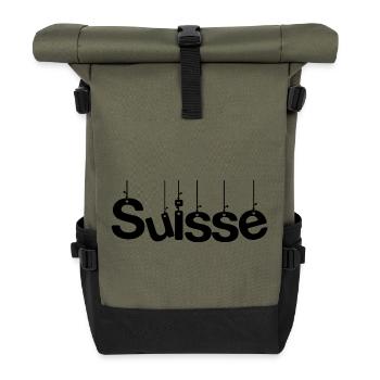 SWITZERLAND. COUNTRY. GENEVA. HUMOR. FLAG - Roll Top Backpack - olive/black - Front