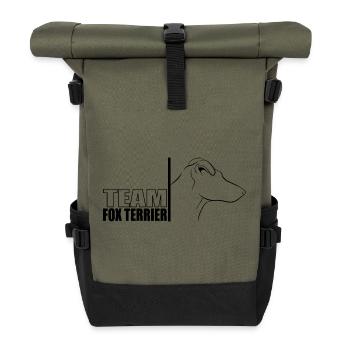 TEAM Fox Terrier Hunde Hund Wilsigns - Rolltop Rucksack - Olive/Schwarz - Vorne