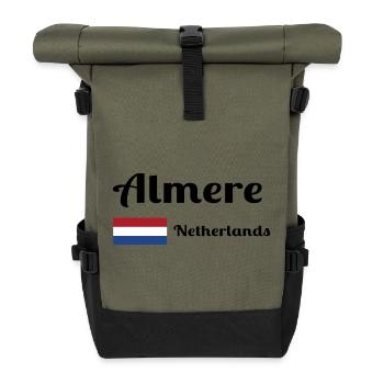 Almere Niederlande - Stilvolle Drucke - Rolltop Rucksack - Olive/Schwarz - Vorne