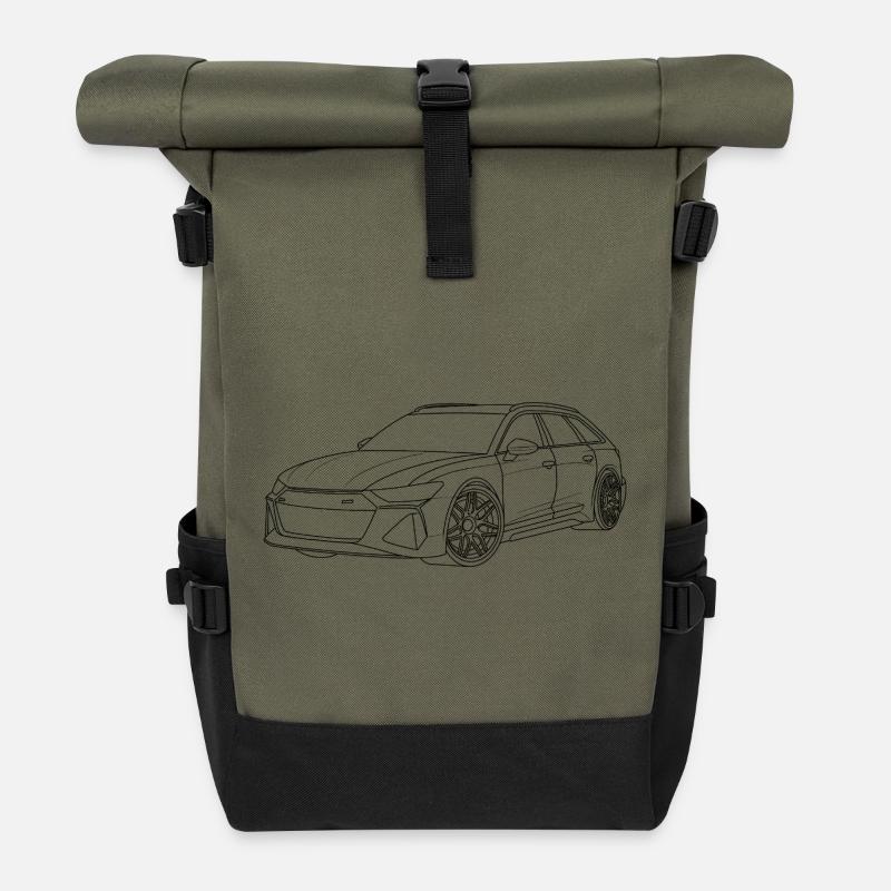 Auto Outline simpel - Rolltop Rucksack - Olive/Schwarz