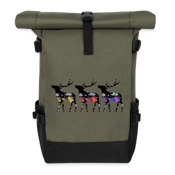 Deer - Roll Top Backpack - olive/black - Front