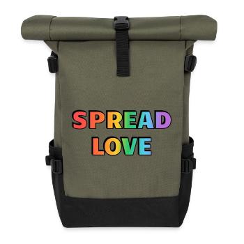 Typographie arc-en-ciel Spread Love - Sac à dos roll top - olive/noir - Devant