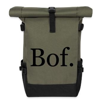 "Bof." T-shirt – minimalist French humor - Roll Top Backpack - olive/black - Front