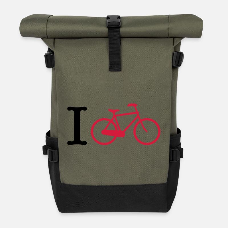 Radfahren - Rolltop Rucksack - Olive/Schwarz