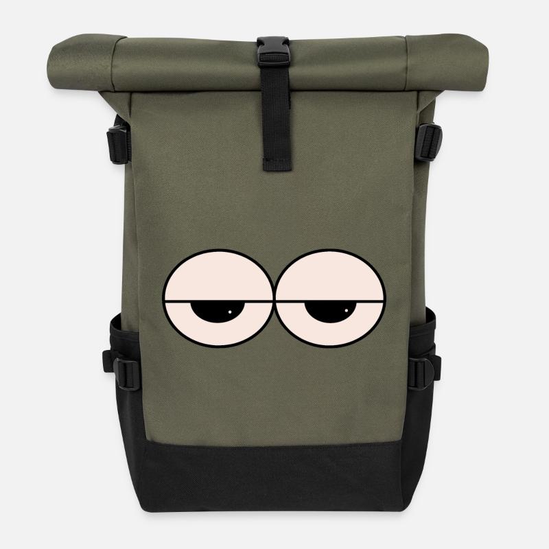 Schlummernde Augen Minimalstil - Rolltop Rucksack - Olive/Schwarz