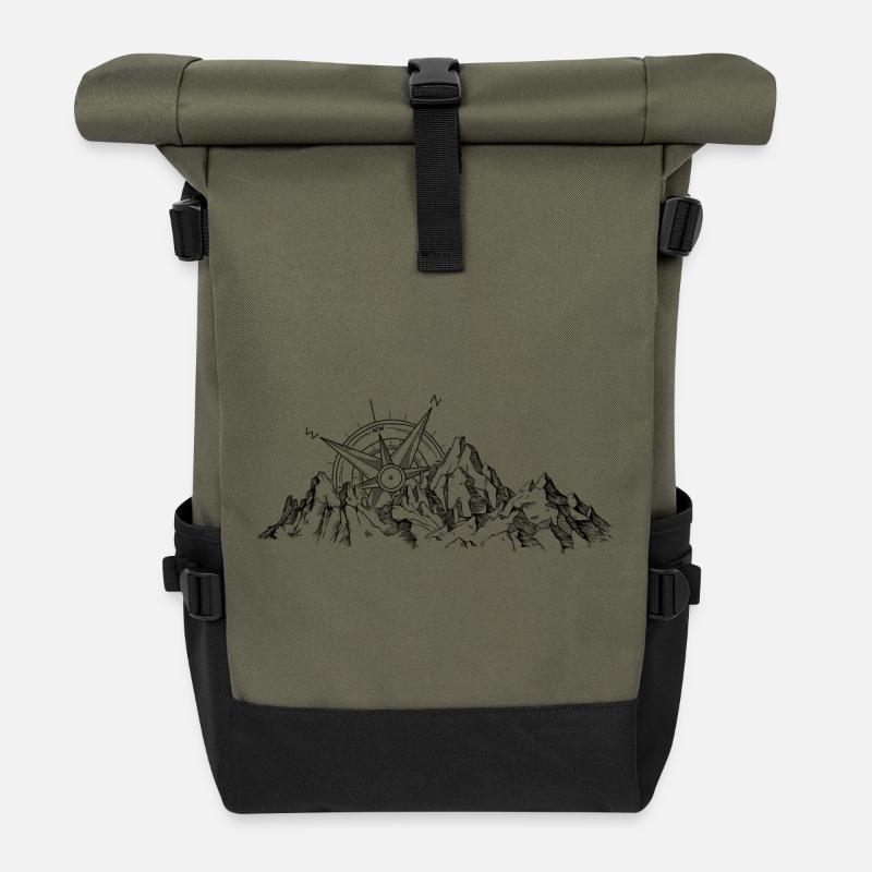 Mountains outdoor wild nature - Roll Top Backpack - olive/black