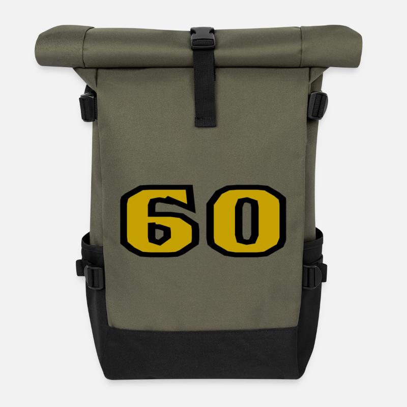 60. 60 ANS. 60e ANNIVERSAIRE. ANNIVERSAIRE 60 ANS. - Sac à dos roll top - olive/noir