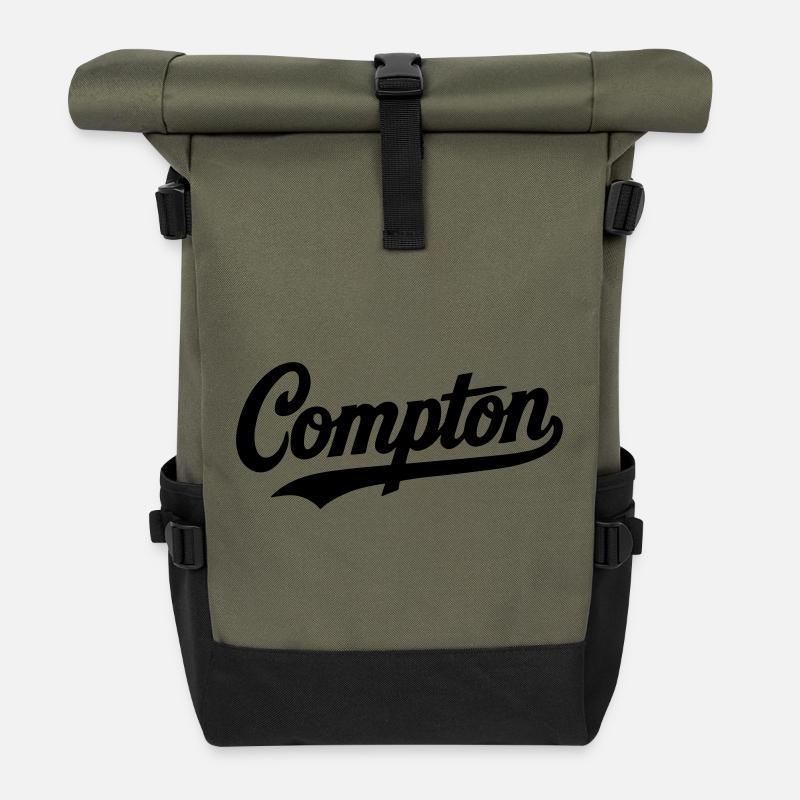 Compton Shirt Retro Vintage Old school Rap hip hop - Rolltop Rucksack - Olive/Schwarz