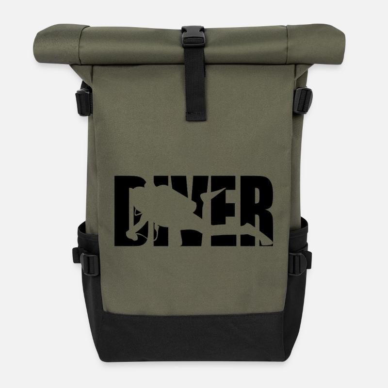 Klassisches Diver Design – Tiefgang & Abenteuer - Rolltop Rucksack - Olive/Schwarz