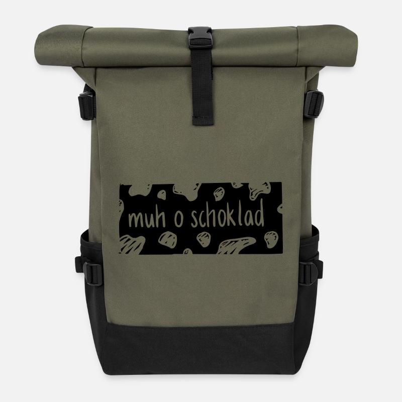 Muh o Schoklad - Sac à dos roll top - olive/noir