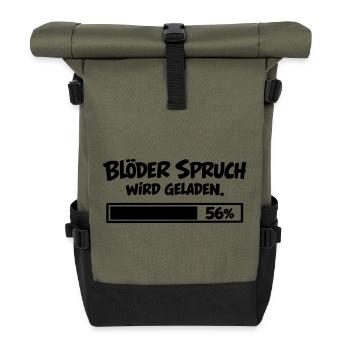 Blöder Spruch wird geladen - Rolltop Rucksack - Olive/Schwarz - Vorne