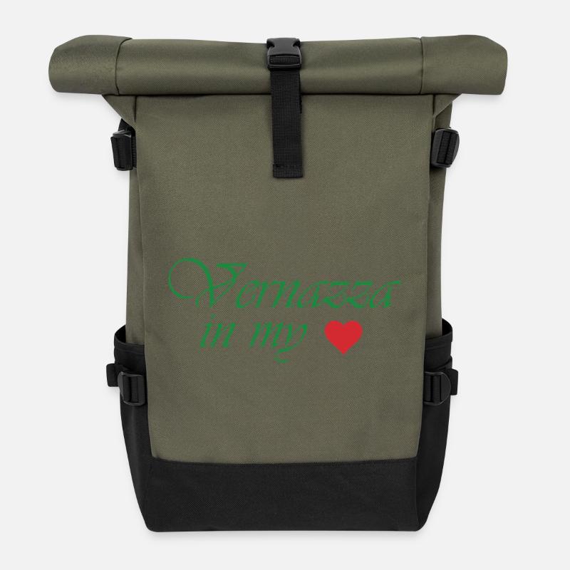Vernazza in My Heart - Roll Top Backpack - olive/black