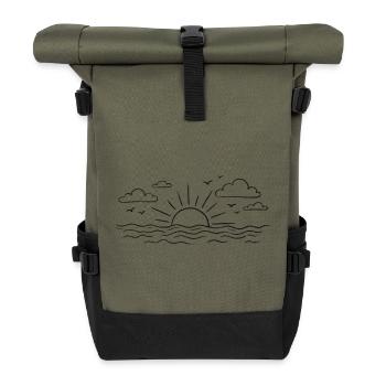 Sunrise on Sea Water Nature Print - Roll Top Backpack - olive/black - Front