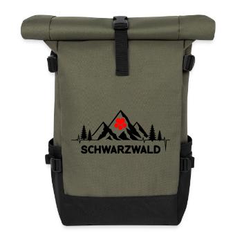 Schwarzwald mit Herzschlag und Herz Hut Berge - Rolltop Rucksack - Olive/Schwarz - Vorne