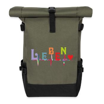 Heart Heart Curve LIFE - Roll Top Backpack - olive/black - Front