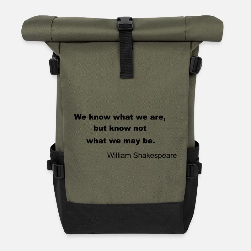 William Shakespeare Quote - Roll Top Backpack - olive/black