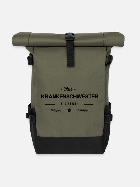 Beste Krankenschwester - Rolltop Rucksack - Olive/Schwarz
