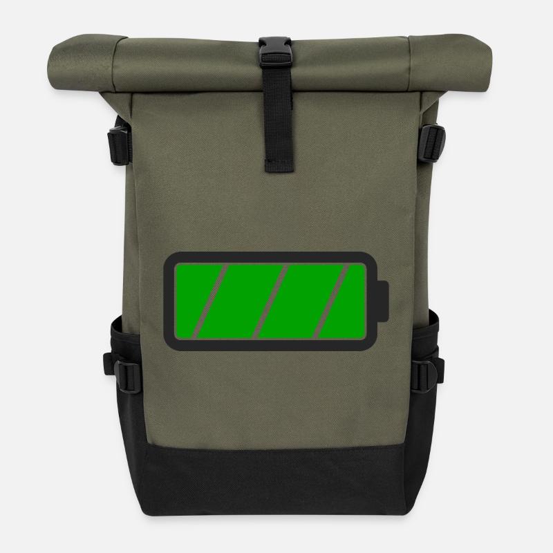 Batterie voll - Rolltop Rucksack - Olive/Schwarz