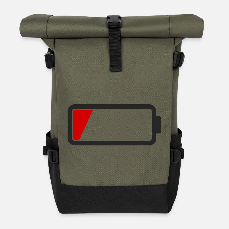 Batterie leer - Rolltop Rucksack - Olive/Schwarz