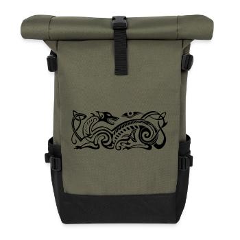 Celtic hunting dog (black) - Roll Top Backpack - olive/black - Front