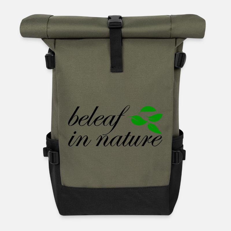 beleaf in nature - Rolltop Rucksack - Olive/Schwarz