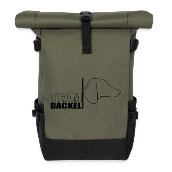 TEAM Dackel Hunde Hund Wilsigns - Rolltop Rucksack - Olive/Schwarz - Vorne