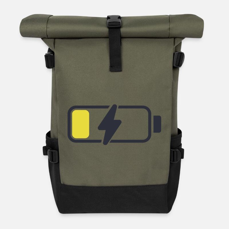 iPhone_Batterie - Rolltop Rucksack - Olive/Schwarz