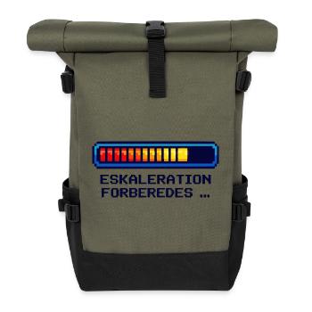 Eskalations Shirt für Nerds & Geeks Dänisch - Rolltop Rucksack - Olive/Schwarz - Vorne