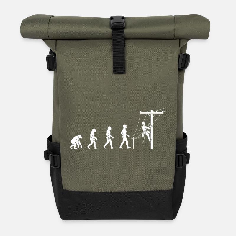 Evolution zur Netztechnik - Rolltop Rucksack - Olive/Schwarz