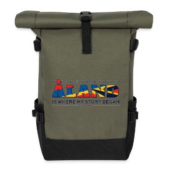 Aeland, wo meine Geschichte begann, Nordisches Erbe - Rolltop Rucksack - Olive/Schwarz - Vorne