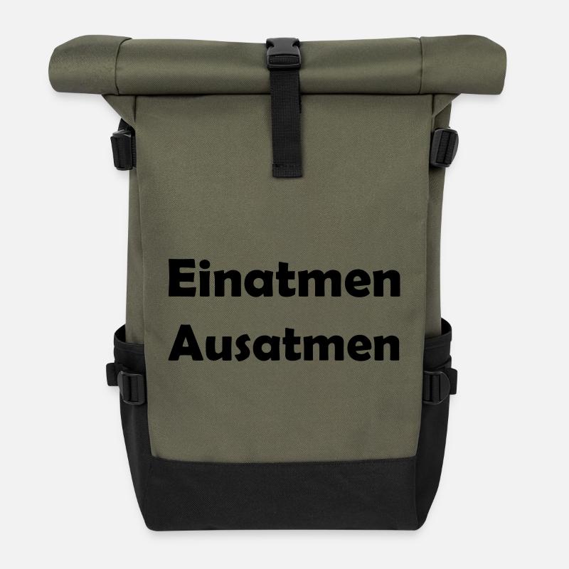 Inhale Exhale - Roll Top Backpack - olive/black