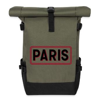 Pariser Red-Frame-Typografie - Rolltop Rucksack - Olive/Schwarz - Vorne