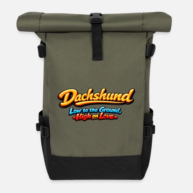 Teckel : Terrain bas, amour élevé - Sac à dos roll top - olive/noir