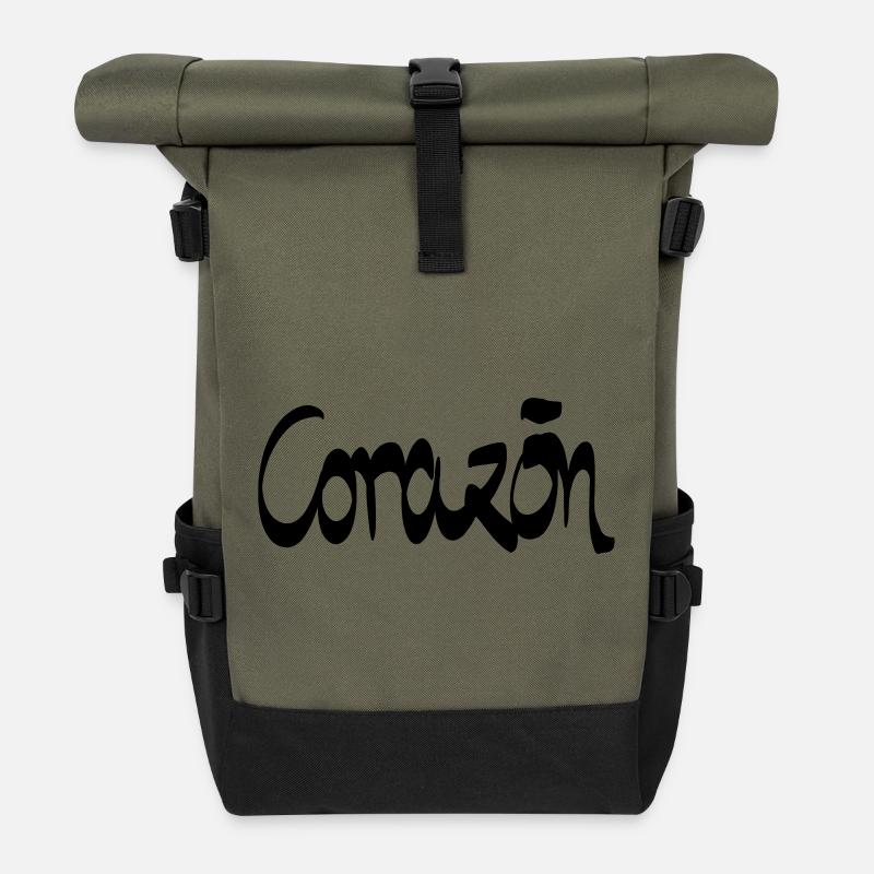 corazon heart - Roll Top Backpack - olive/black