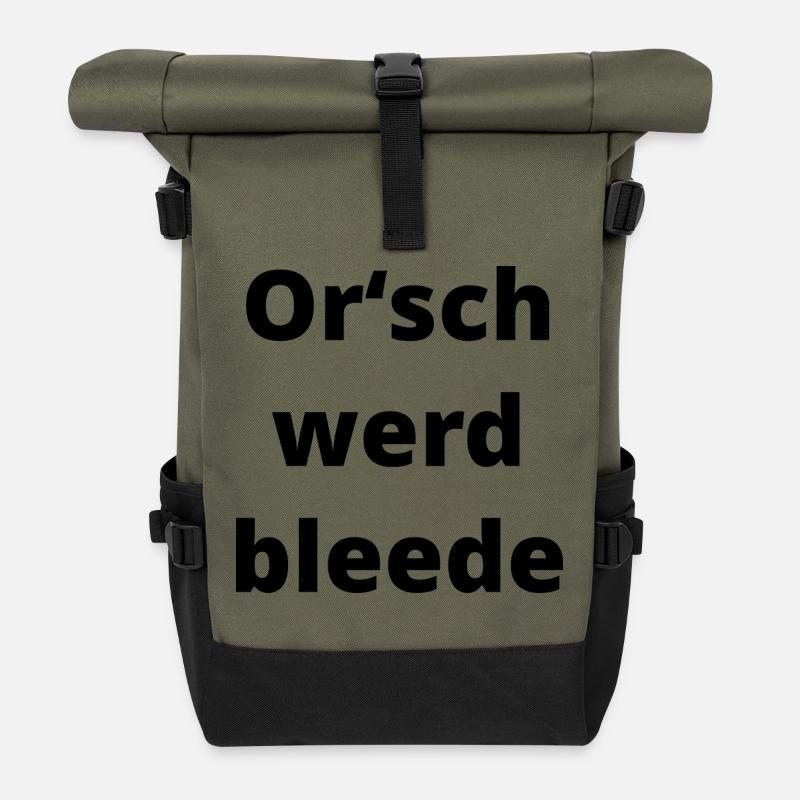 Orsch werd bleede (sächsisch) Geschenk Sachsen - Rolltop Rucksack - Olive/Schwarz