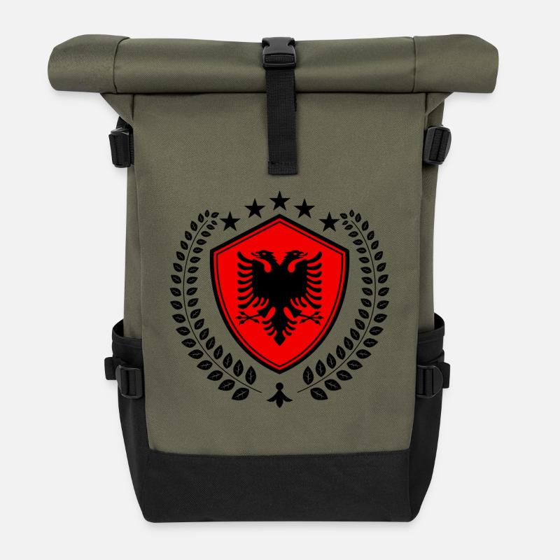 Albanie - Sac à dos roll top - olive/noir